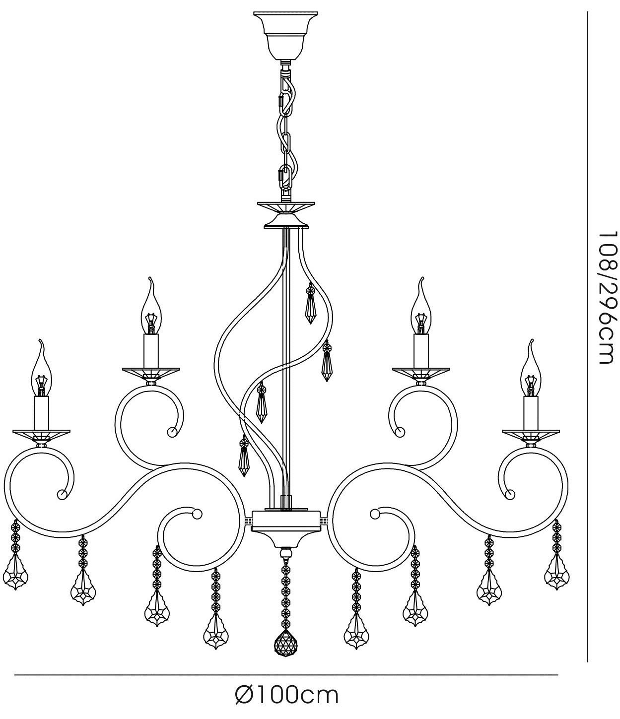 IL303212+6  Torino Crystal Chandelier 18 Light (16.5kg) French Gold
